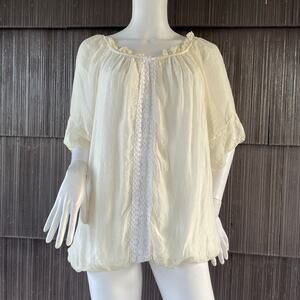 🔥Belambra 100% silk Made In Italy Cottage Fairy Bohemian Ethereal Blouse Size L